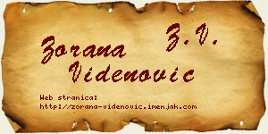 Zorana Videnović vizit kartica